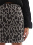 & Other Stories fluffy yarn wool blend mini skirt in leopard pattern