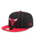 Фото #3 товара Men's Black, Red Chicago Bulls Pinstripe Two-Tone 59FIFTY Fitted Hat