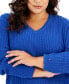 ფოტო #3 პროდუქტის Plus Size Cable-Knit V-Neck Ivy Sweater