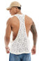 ASOS DESIGN relaxed vest in beige patterned crochet