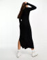 ASOS DESIGN Tall knitted maxi dress with high neck and side split in black