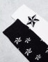 Threadbare Ski 2 pack printed star socks in monochrome