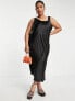 Фото #1 товара ASOS DESIGN Curve scoop neck midi satin slip dress in black