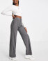 Фото #3 товара Pull&Bear high waisted seam front tailored straight leg trouser in grey