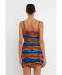 Women's Striped Mesh Mini Dress with Ruched Detail