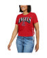 ფოტო #3 პროდუქტის Women's Red Los Angeles Angels Side Lace-Up Cropped T-shirt