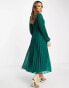 ASOS DESIGN pleated bodice plunge neck midi dress in forest green 32 - фото #4