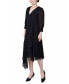 ფოტო #3 პროდუქტის Petite 3/4 Sleeve Belted Chiffon Handkerchief Hem Dress