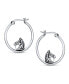 Фото #4 товара Large Big Cowgirl Equine Gift Equestrian Horse Hoop Earrings For Women Oxidized Sterling Silver 1.25 Inch Diameter