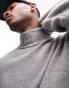 Topman cable detail mock neck jumper in grey