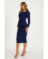 ფოტო #2 პროდუქტის Women's ITY Ruched Detail Long Sleeve Midi Dress