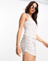 Фото #6 товара Urban Revivo ruched side cami mini dress in light grey