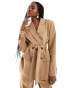 Фото #2 товара Extro & Vert tie front blazer in camel co-ord