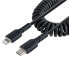 Фото #1 товара StarTech.com 1m (3ft) USB C to Lightning Cable - MFi Certified - Coiled iPhone Charger Cable - Black - Durable TPE Jacket Aramid Fiber - Heavy Duty Coil Lightning Cable - 1 m - Lightning - USB C - Male - Male - Black