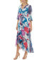 Фото #3 товара Women's Floral-Print Surplice-Neck Chiffon Maxi Dress