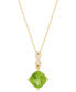 ფოტო #1 პროდუქტის Peridot (2-1/5 ct. t.w.) & Diamond (1/20 ct. t.w.) Cushion 18" Pendant Necklace in 14k Gold