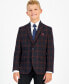 ფოტო #1 პროდუქტის Big Boys Plaid Classic Fit Stretch Suit Jacket
