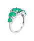 ფოტო #3 პროდუქტის 5 Stone Oval Green Synthetic Opal Half Eternity Band Ring For Women .925 Sterling Silver Thin 1MM Band