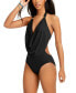 Bar Iii 282173 Solid Cowlneck One-Piece Women's Swimsuit, Size Medium