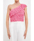 ფოტო #2 პროდუქტის Women's Ruffled One-shoulder Top