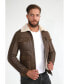 ფოტო #2 პროდუქტის Men's Shearling Bomber Jacket, Vintage- like Camel with Beige Curly Wool