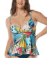 Фото #1 товара Women's Diamond Wrap Printed Bra-Sized Tankini Top