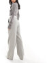 4th & Reckless Petite exclusive tailored boxer waist detail wide leg trousers in grey