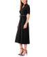 ფოტო #8 პროდუქტის Women's V-Neck Faux-Leather-Trim Tie-Waist Dress