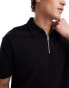 ASOS DESIGN relaxed boxy zip polo in black