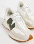 New Balance 327 trainers in off white and green