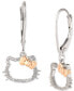 ფოტო #3 პროდუქტის Hello Kitty Diamond Silhouette Leverback Earrings (1/6 ct. t.w.) in 10k White & Rose Gold