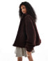 ASOS DESIGN borg oversized funnel neck jacket in brown