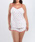 Фото #1 товара Пижама iCollection Plus Size с принтом в виде сердец, красная отделка