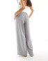 Фото #4 товара ASOS DESIGN Petite pull on trouser with contrast panel in grey stripe