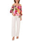 ფოტო #3 პროდუქტის Women's Floral Off The Shoulder Bubble Sleeve Tie Front Blouse