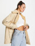 ASOS DESIGN hero borg parka coat in camel