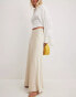 NA-KD volume satin maxi skirt in champagne