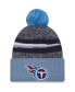 Фото #1 товара Men's Navy, Light Blue Tennessee Titans 2023 Sideline Sport Cuffed Pom Knit Hat