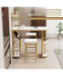 Modern Bar Table Set with Shelves, Glass & Wine Rack, 2 Stools