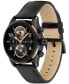 ფოტო #2 პროდუქტის Men's Summit 3 Black Leather Strap Smart Watch 42mm