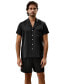 Men's 22 Momme Contrast Trim Short Silk Pajama Set for Men Черный, XSmall - фото #2