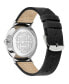 Men's Phylipa Black Leather Strap Watch 43mm