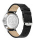 ფოტო #2 პროდუქტის Men's Phylipa Black Leather Strap Watch 43mm