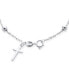 ფოტო #2 პროდუქტის Thin Simple Religious Prayer Ball Beads Cross Rosary Bracelet For Women Teen .925 Sterling Silver