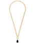ფოტო #3 პროდუქტის Onyx & Diamond Accent Pear-Shaped Herringbone 18" Pendant Necklace in 14k Gold-Plated Sterling Silver