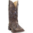 Roper Kennedy Glitter Tooled Inlay Square Toe Cowboy Womens Brown Casual Boots