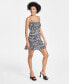 Фото #3 товара Women's Zebra-Print Ruffled Snap-Front Dress, Created for Macy's