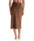 ფოტო #2 პროდუქტის Women's Riya Faux-Suede Button-Front Midi Skirt