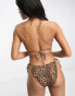 Фото #2 товара ASOS DESIGN mix and match rib tie back triangle bikini top in leopard print