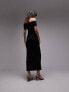 Фото #3 товара Topshop V front detail bardot maxi dress in black